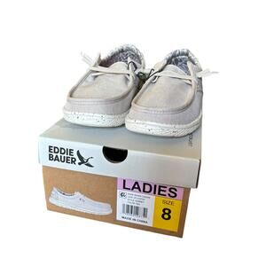 NWB Eddie Bauer Women’s Canvas Lace-Up Loafers Surray Tan Size 8